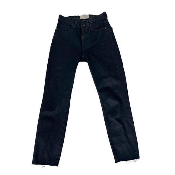 Everlane Womens Size 25 Black Raw Hem Straight Leg Cropped Jeans - Picture 1 of 8